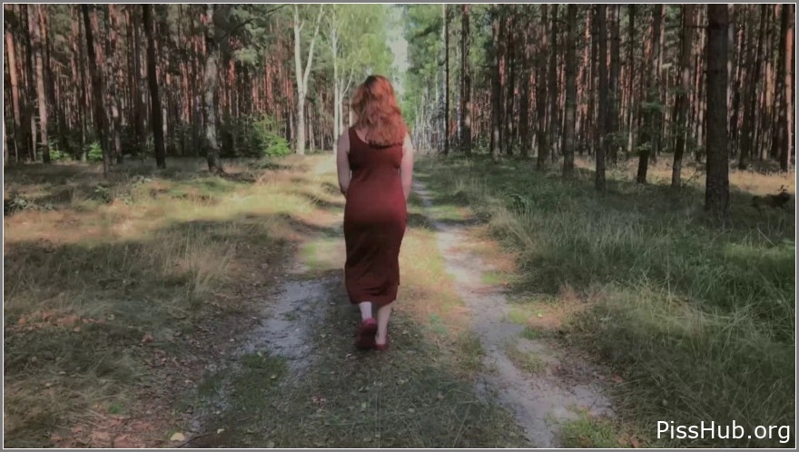 Wetness Captured - Playful Redhead Big Boobie Piss In Forest, 2025 wetting pee